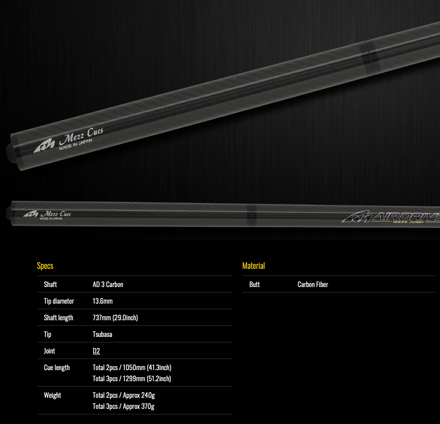 【Mezz Cue】AIR DRIVE 3 (JUMP CUES)