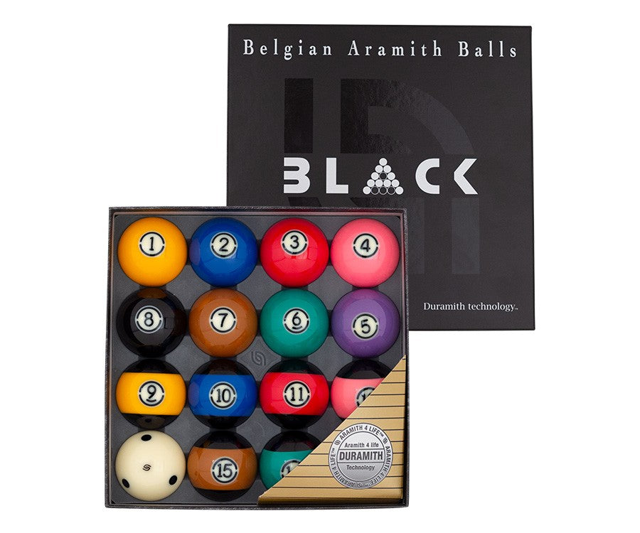 ARAMITH TOURNAMENT BLACK POOL BALL SET WITH DURAMITH